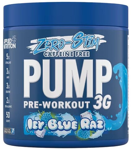 Applied Nutrition Pump 3G Zero Stimulant Pre-Workout Icy Blue Raz (375g)