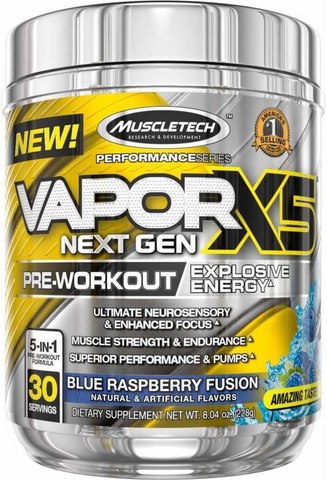 Pre Workout Powder MuscleTech Vapor X5 Blue Raspberry (30 Servings)-Package Varies