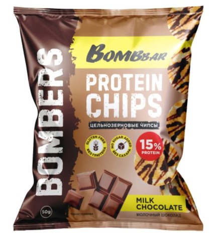 Bombbar Whole Grain Protein Chips Milk Chocolate (50g)
