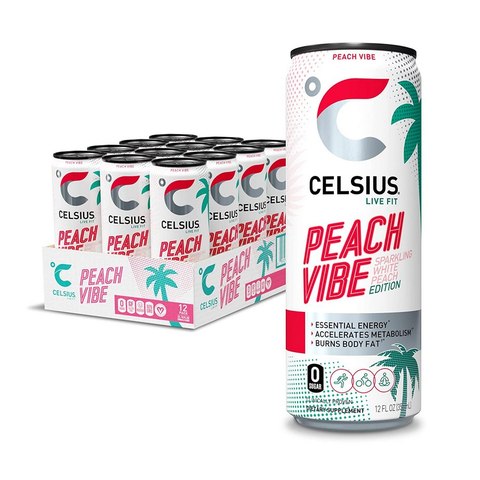CELSIUS Sparkling Peach Vibe, Functional Essential Energy Drink