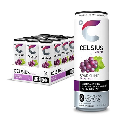 CELSIUS Sparkling Grape Rush, Functional Essential Energy Drink