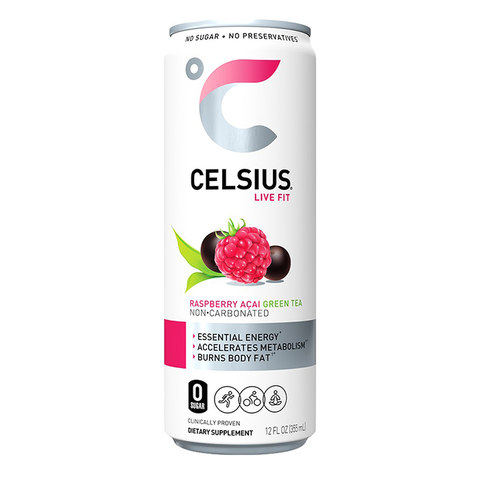 CELSIUS Raspberry Acai Green Tea, Functional Essential Energy Drink