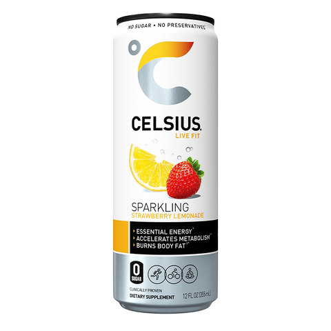 CELSIUS Sparkling Strawberry Lemonade, Functional Essential Energy Drink