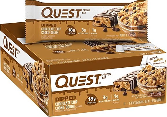 Quest Nutrition Dipped Chocolate Chip Cookie Dough Protein Bars