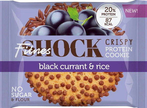 FitnesShock Crispy Protein Cookie Black Currant & Rice (30g)