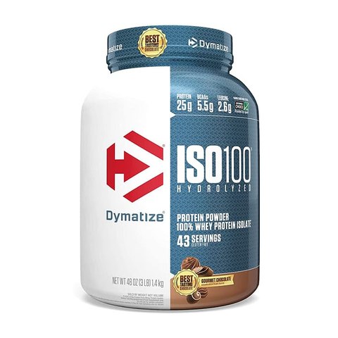 Dymatize ISO100 Hydrolyzed Whey Isolate Protein Powder - Gourmet Chocolate, 3 lb, 43 Servings
