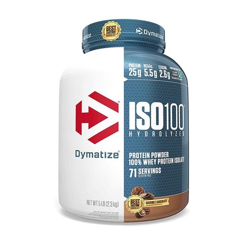 Dymatize ISO100 Hydrolyzed Whey Isolate Protein Powder - Gourmet Chocolate, 5 lb, 76 Servings
