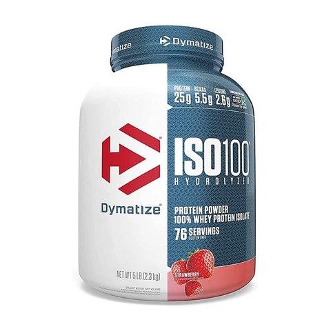 Dymatize ISO100 Hydrolyzed Whey Isolate Protein Powder - Strawberry, 5 lb, 76 Servings