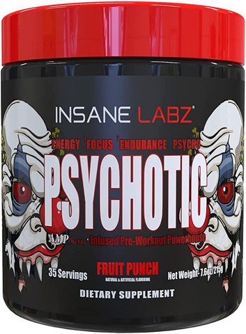 Insane Labz Psychotic High Stimulant Pre Workout Powder Fruit Punch (215g)