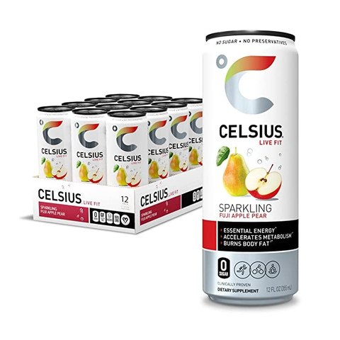 CELSIUS Sparkling Fuji Apple Pear, Functional Essential Energy Drink