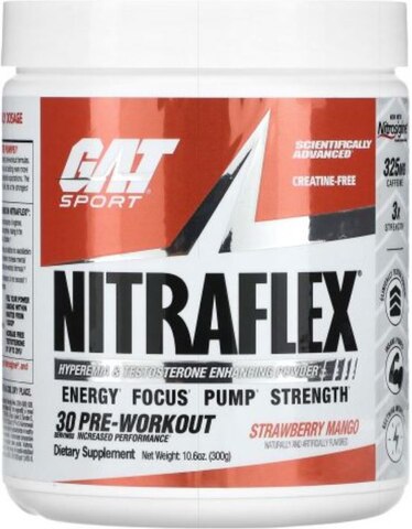 GAT Sport Nitraflex Advanced Pre-Workout Powder Strawberry Mango (300g)