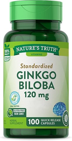 Nature's Truth Ginkgo Biloba 120 mg Standardized Plus Bacopa Extract, 100 Count