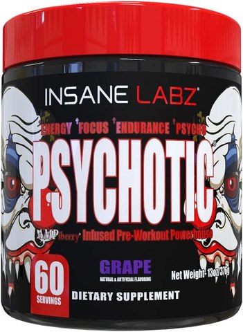 Insane Labz Psychotic High Stimulant Pre Workout Powder Grape (376g)