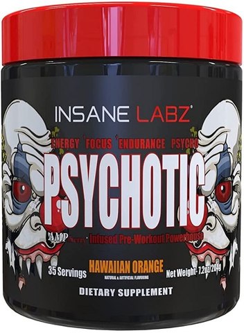Insane Labz Psychotic High Stimulant Pre Workout Powder Hawaiian Orange (204g)