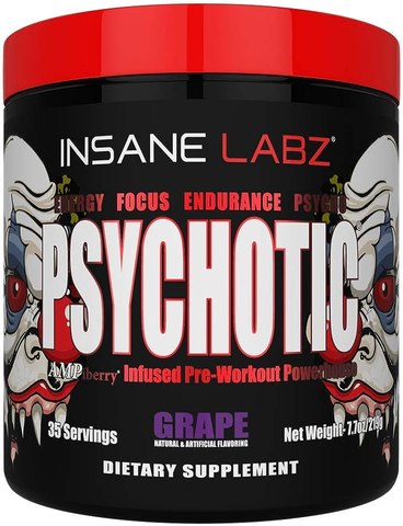 Insane Labz Psychotic High Stimulant Pre Workout Powder Grape (219g)