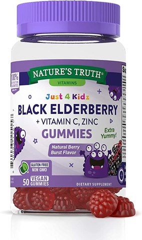 Kids Black Elderberry Gummies 50 Count with Zinc and Vitamin C Nature's Truth