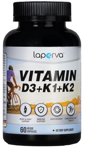 Laperva Vitamin D3 10000 IU + K1 +K2 (60 Capsules)