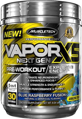 MuscleTech Vapor X5 Next Gen Pre-Work Blue Raspberry Fusion (228g)