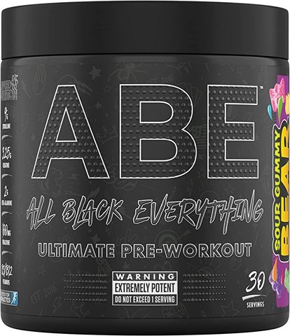 Applied Nutrition ABE All Black Everything Pre Workout Powder Energy 30 Servings (Sour Gummy Bear)