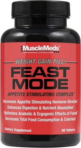 MuscleMeds Feast Mode Appetite Stimulant Weight Gain Pills Digestive Enzymes Safe and Effective 90 Caps