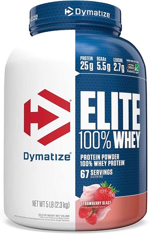 Dymatize Elite Whey - Strawberry , 5 LB, 67 Servings