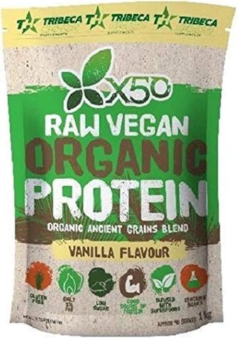 X50 Raw Organic Vegan Protein Gluten Free Naturally Rich in Vitamins and Minerals 1Kg (Vanilla)