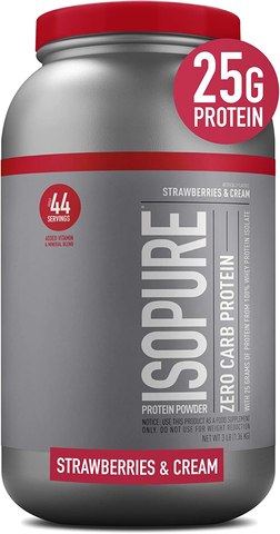 Isopure Whey Isolate Protein Powder Zero Carb Strawberries & Cream 3Lb