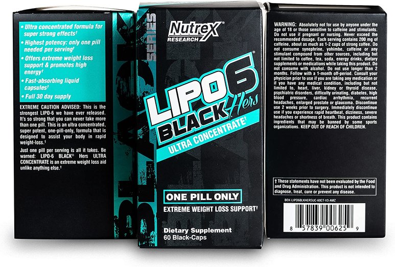 LIPO-6 Black HERS Ultra Concentrate One Pill Extreme Weight Loss Support 60 Caps 2