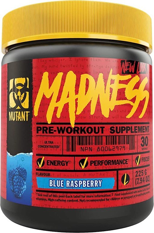 Mutant Madness Pre Workout 30 Servings, Blue Raspberry