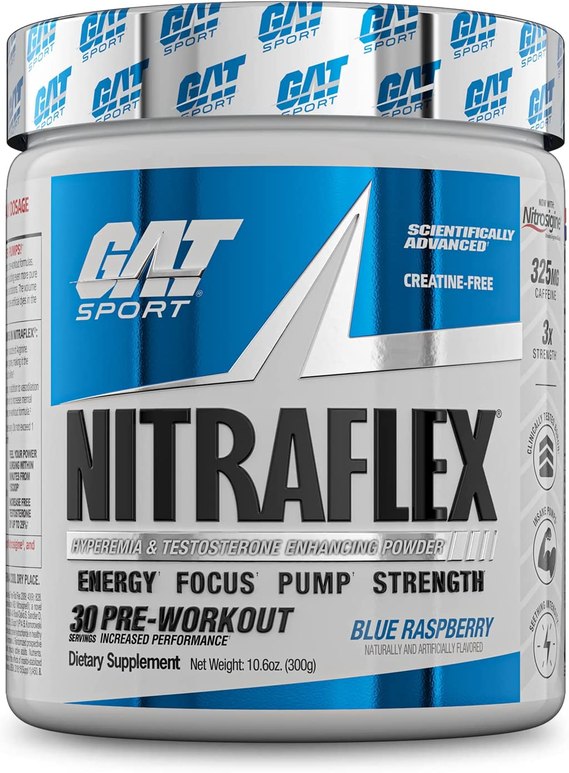GAT Sport Nitraflex Advanced Pre-Workout Powder Blue Raspberry
