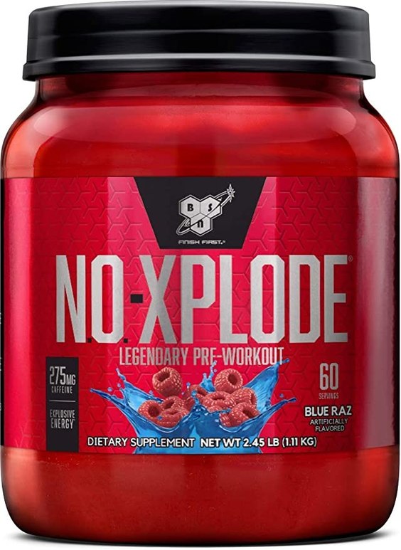 BSN N.O.-XPLODE Pre Workout Powder Blue Raz, 30 Servings