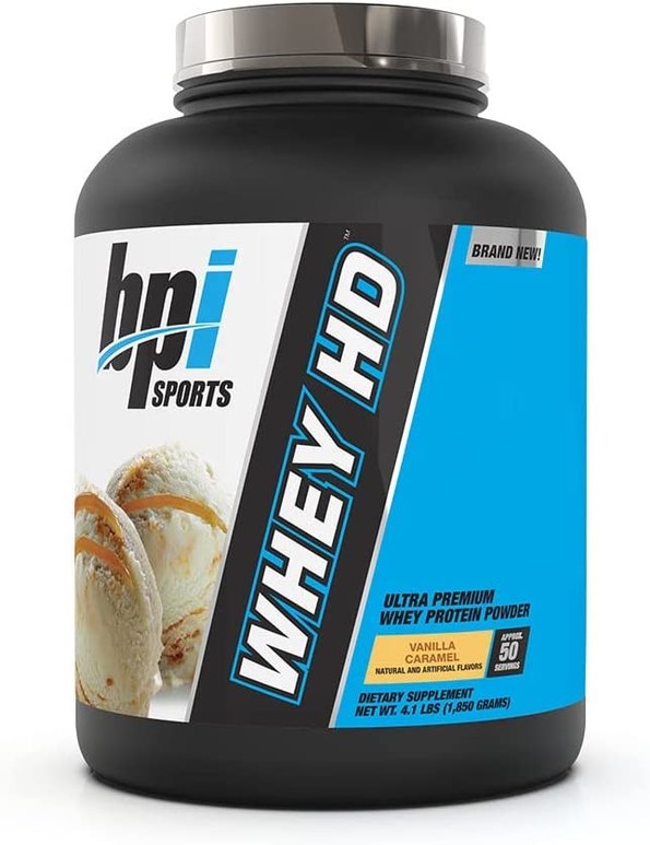 BPI Sports Whey HD Ultra Premium Protein Powder Vanilla Caramel, 4Lb