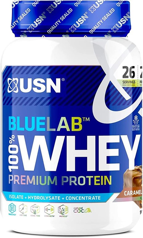 Premium Whey Protein Powder: USN Blue Lab Whey Caramel Chocolate 908 g