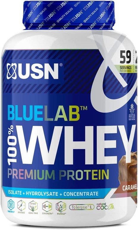 Premium Whey Protein Powder: USN Blue Lab Whey Caramel Chocolate 2 kg