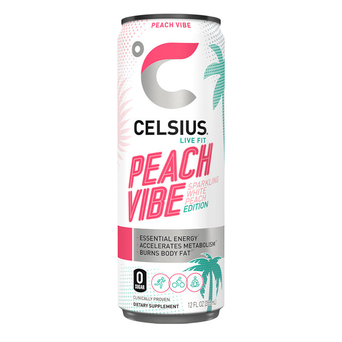 CELSIUS Sparkling Peach Vibe, Functional Essential Energy Drink