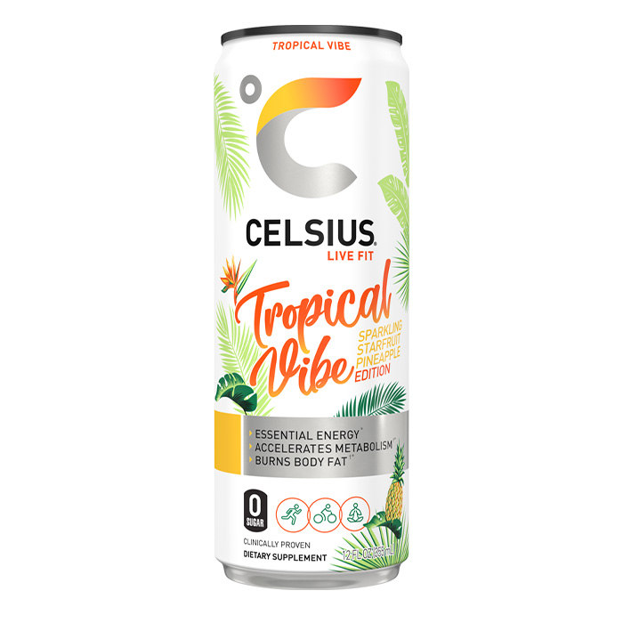 CELSIUS Sparkling Functional Essential Energy Drink Tropical Vibe Starfruit Pineapple (355ml)