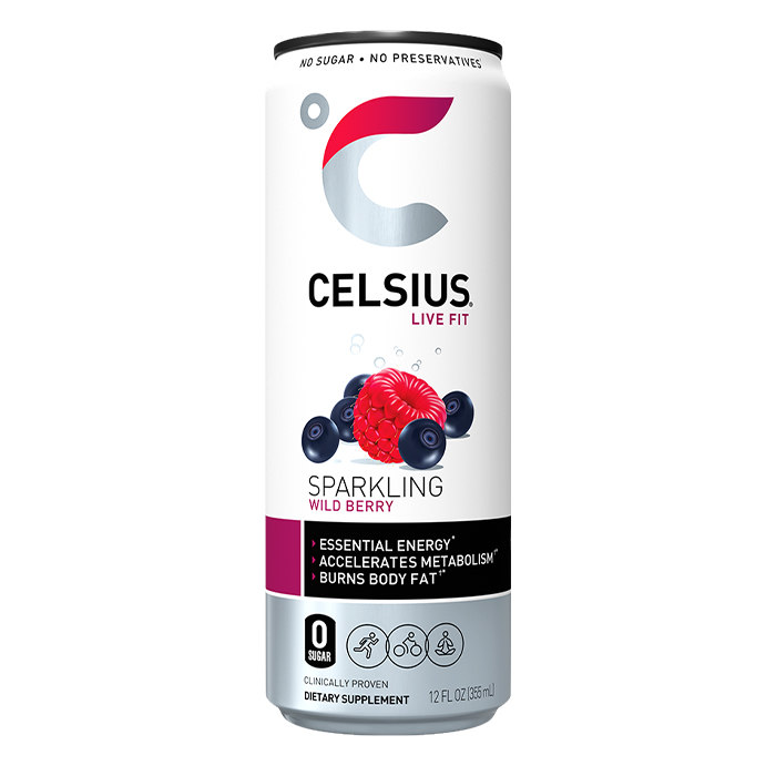 CELSIUS Sparkling Wild Berry Fitness Drink, Zero Sugar, 12oz. Slim Can