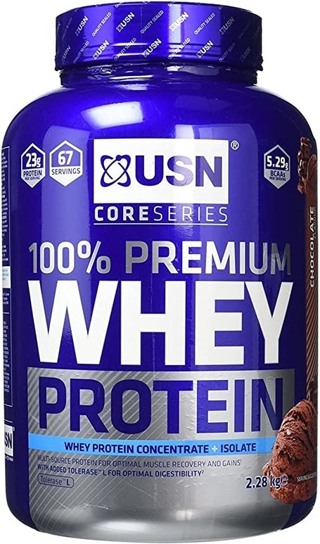 USN 100% Whey Chocolate 2.28 kg: Premium Whey Protein Whey Isolate Protein, Chocolate