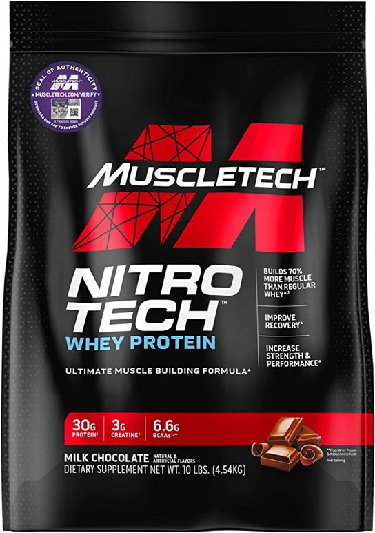 Whey Protein Powder MuscleTech Nitro-Tech Whey Protein Isolate, Milk Chocolate