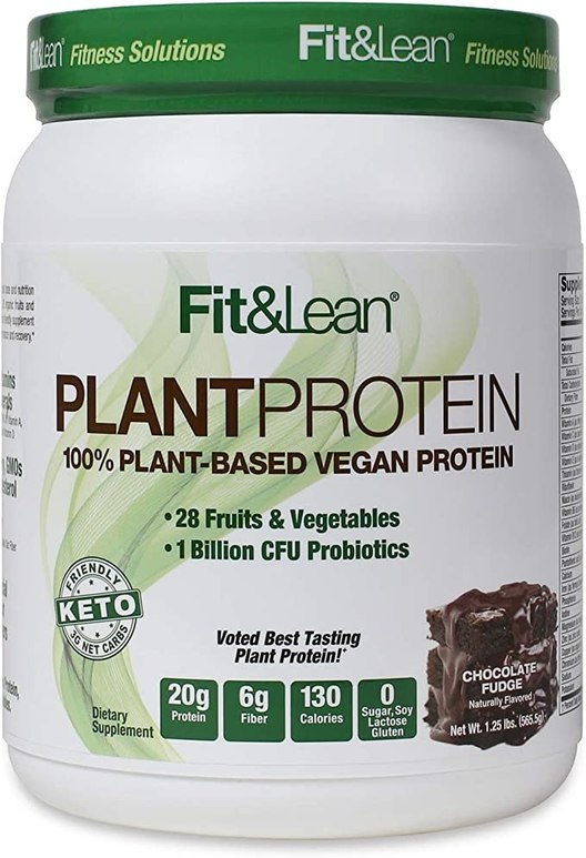 Fit & Lean Plant Protein, 100% Plant Based Vegan Meal Replacement Protein Powder, Chocolate