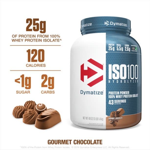 Dymatize ISO100 Hydrolyzed Whey Isolate Protein Powder - Gourmet Chocolate, 3 lb, 43 Servings 2