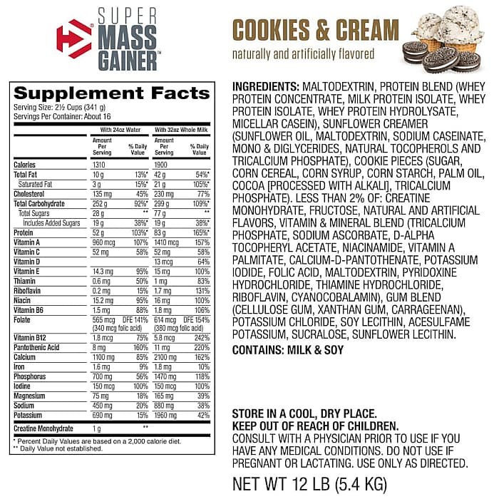 Dymatize Super Mass Gainer - Cookies & Cream, 12 lb 2