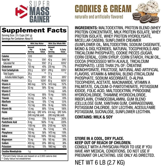 Dymatize Super Mass Gainer - Cookies & Cream, 6 lb 2