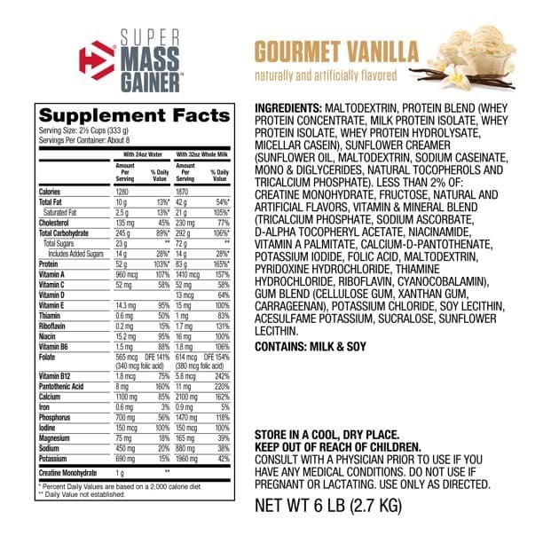 Dymatize Super Mass Gainer - Gourmet Vanilla, 6 lb 3