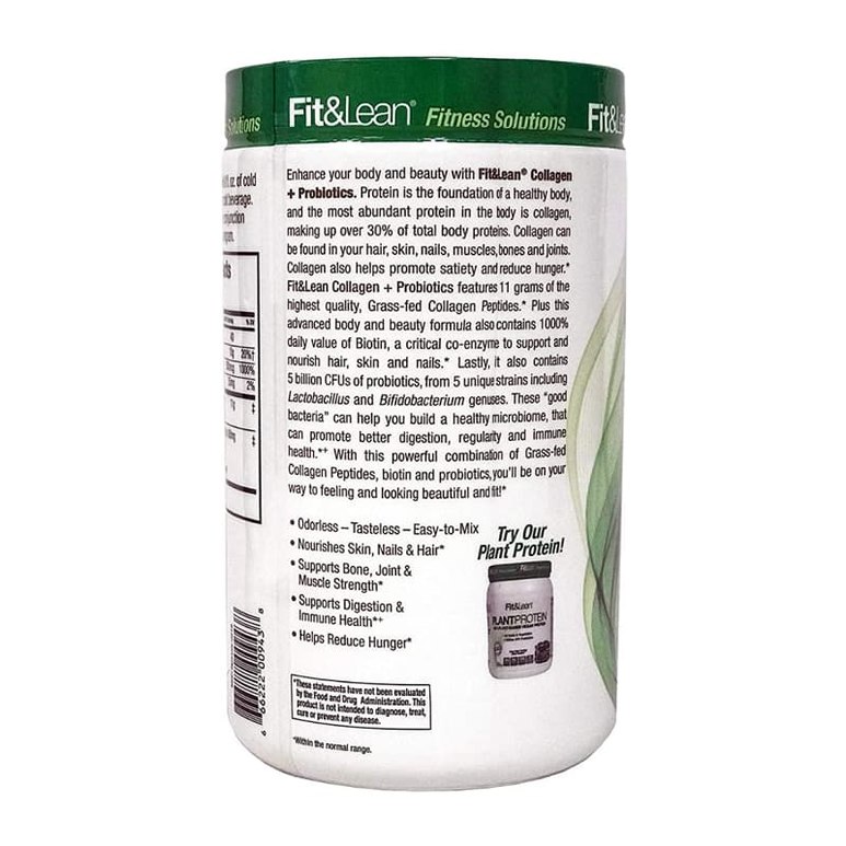 Fit & Lean Collagen + Probiotics, Unflavored, 12.64 oz 2