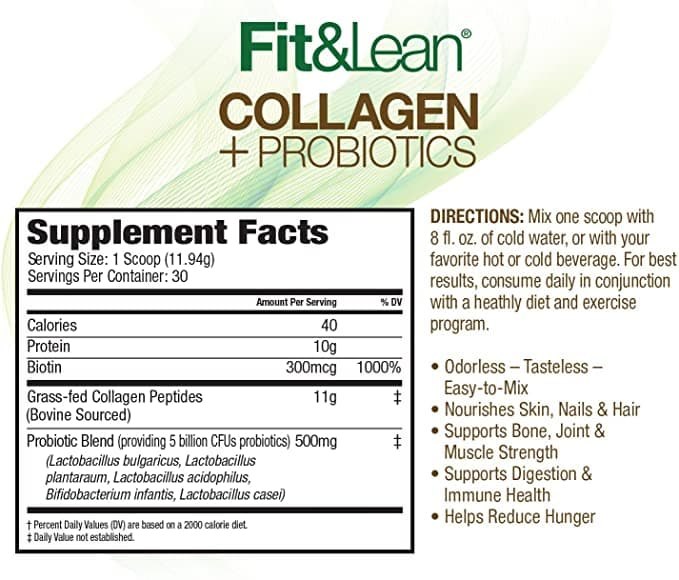 Fit & Lean Collagen + Probiotics, Unflavored, 12.64 oz 3