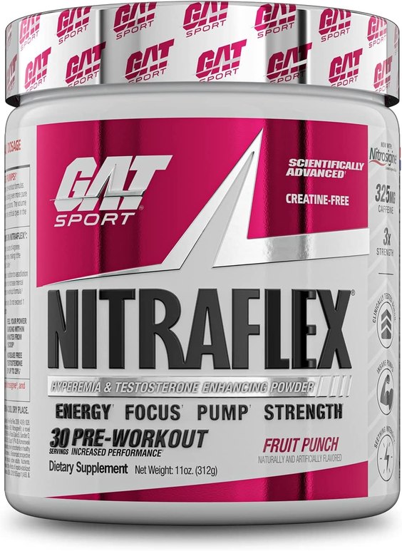 GAT Sport Nitraflex Advanced Pre-Workout Powder Fruit Punch (312g)