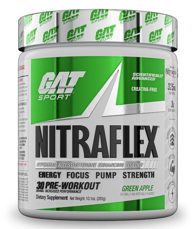 GAT Sport Nitraflex Advanced Pre-Workout Powder Green Apple (285g)