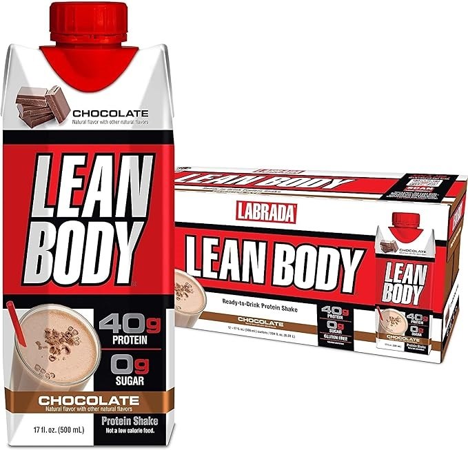Labrada Lean Body RTD 40g Protein Shakes Chocolate (500ml x 12)