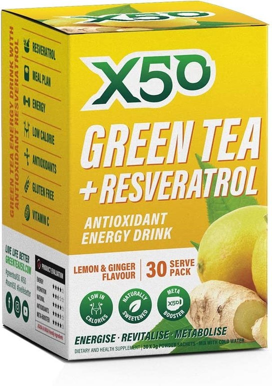 Tribeca Health X50 Green Tea Lemon Ginger (30 Pack)